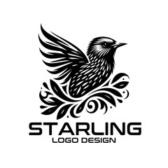 Starling Bird Vector Logo Design