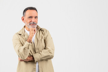 Man Standing With Folded Hands On White