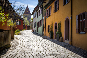 narrow street in old town of dinkelsbühl germany