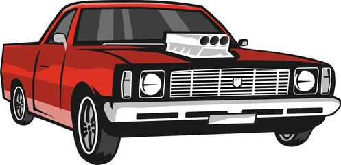 Red Car, Vintage Car, Autralian Vintage Car, Retro Car, Car Illustration, Vector Car