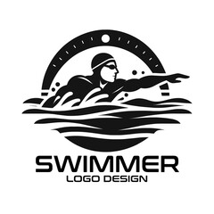 Swimmer Vector Logo Design