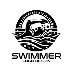 Swimmer Vector Logo Design