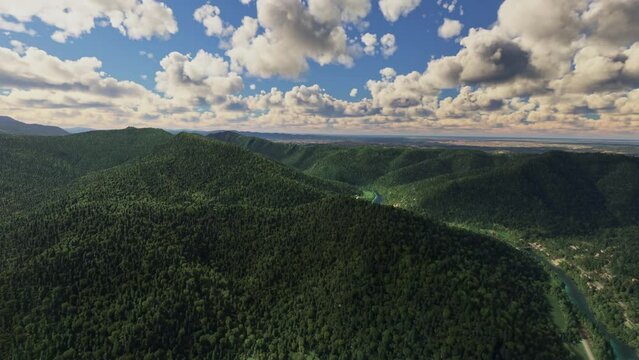 Aerial view of Soča Valley in Alps. Slovenia
