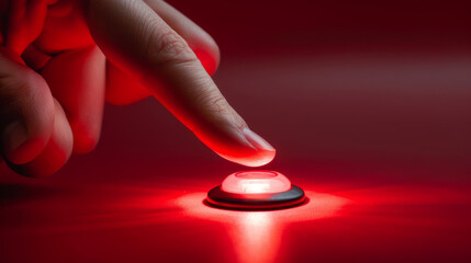Person Pushing Red Button