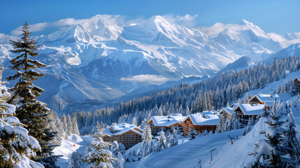 Courchevel ski resort in Alps mountains France