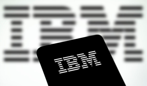 Dhaka, Bangladesh- 24 Apr 2024: IBM logo is displayed on smartphone.