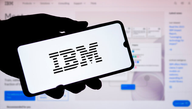 Dhaka, Bangladesh- 24 Apr 2024: IBM logo is displayed on smartphone.
