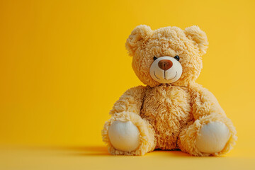 teddy bear on yellow background