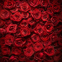 Fondo con detalle y textura de multitud de rosas de color rojo