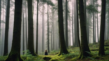 misty morning in the forest