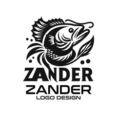 Zander Fish Vector Logo Design