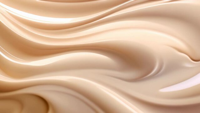 Nude beige color background, flowing cream liquid	
