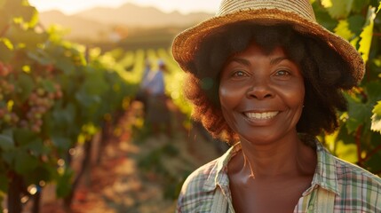 Smiling Woman in a Vineyard