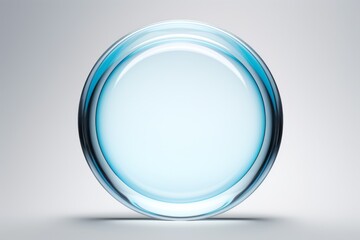 A clear glass plate sitting on top of a table, glass podium isolated on grey background.