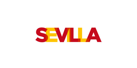 Fototapeta premium Sevilla in the Spain emblem. The design features a geometric style, vector illustration with bold typography in a modern font. The graphic slogan lettering.