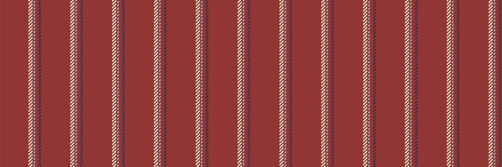 Dreamy fabric texture vector, surface lines seamless background. Performance stripe vertical textile pattern in red and light colors.