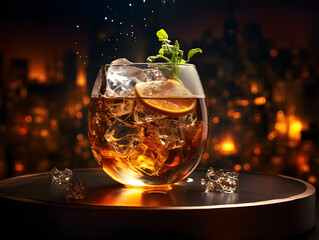 A properly mixed cocktail is ready to be served at the nightclub. Good for celebrating World Cocktail Day.