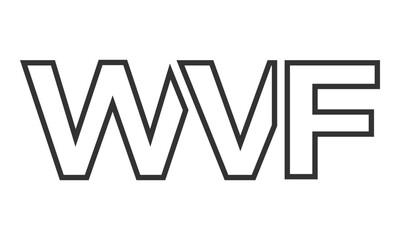 WVF logo design template with strong and modern bold text. Initial based vector logotype featuring simple and minimal typography. Trendy company identity.