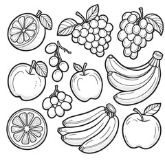 coloring pages for kids, fruits

