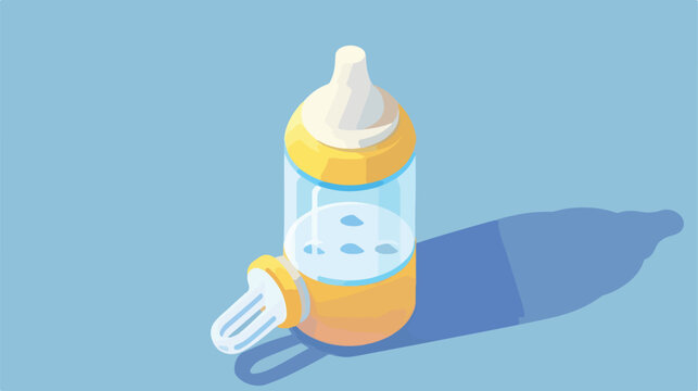 Baby bottle with a pacifier in isometric. vector illustration