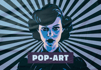 Vintage Pop Art Photo Effect Mockup - obrazy, fototapety, plakaty
