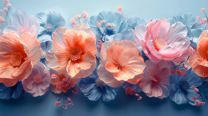 3D multicolored flowers