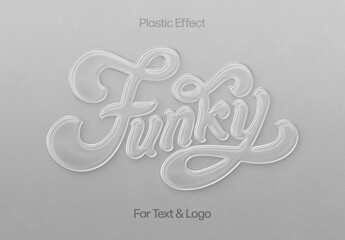 White Minimalistic Plastic Text And Logo Effect Mockup - obrazy, fototapety, plakaty