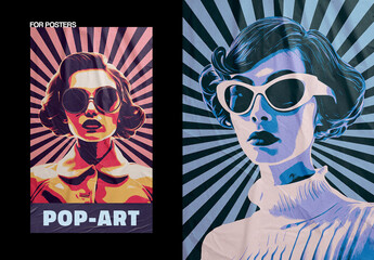 Vintage Pop Art Poster Photo Effect Mockup - obrazy, fototapety, plakaty