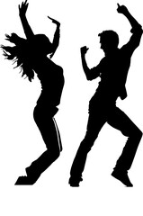 silhouette of two people boy and girl dancing energetically