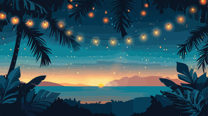 Fototapeta na wymiar Beach Party vector illustration with beautiful night