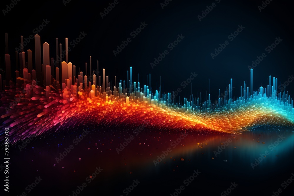 Poster digital graphic abstract background for technological processes, neural networks, digital data stora