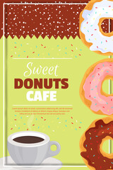 Sweet donuts cafe poster or menu cover template