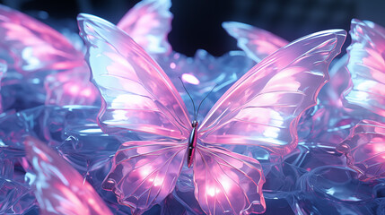 Iridescent Crystal Butterfly on a Dark Background