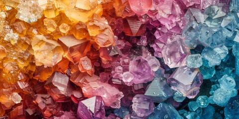 Colorful Crystal Clusters Mineral Background