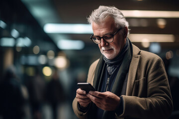 Man Browsing The Internet On His Smartphone While Waiting For His Flight At The Airport Terminal