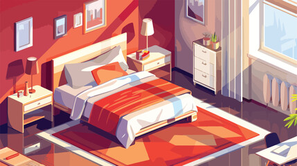 Bedroom isometric design with bedwork placebook casecar