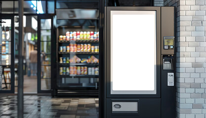 beverage vending machine with blank can mockups for vending machine products - obrazy, fototapety, plakaty