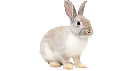 Rabbit sitting on a transparent or white background.