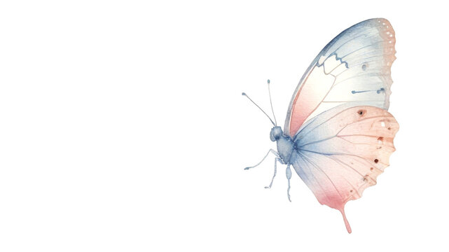 recommend clip art: Banner with watercolor butterfly on a white background. Drawing, clipart