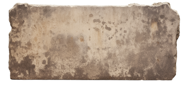 Old stone sign plate with empty copyspace on transparent background.
