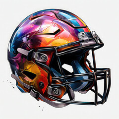Fototapeta premium Watercolor Cricket Helmet Illustration, Generative Ai