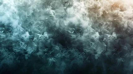Gordijnen Translucent, thick smoke, illuminated by light against a dark background ,Deep space planets, awesome science fiction wallpaper, cosmic landscape  ,Photo of cloudy smoke of electronic cigarette  © Saleem