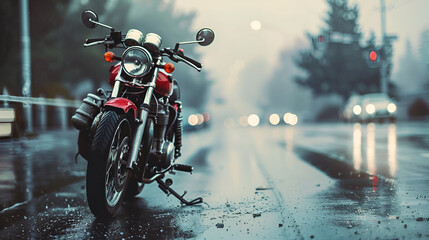 motorcycle on street,generative ai - obrazy, fototapety, plakaty