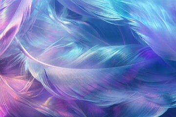Obraz premium Ethereal Close-Up of Soft Feathers in Vibrant Blue and Pink Tones