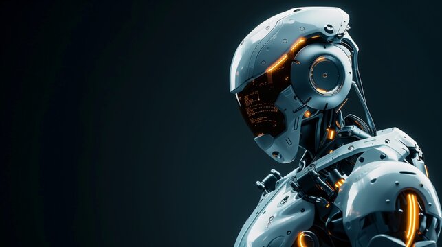 Portrait of a humanoid robot of the future