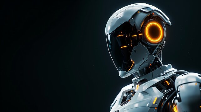 Portrait of a humanoid robot of the future