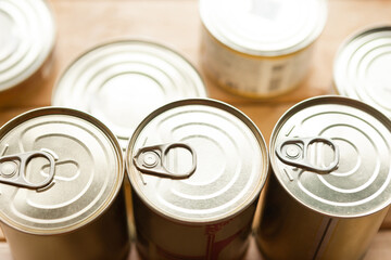 canned food packs as a quarantine stock from coronavirus
