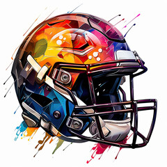 Fototapeta premium Watercolor Cricket Helmet Illustration, Generative Ai