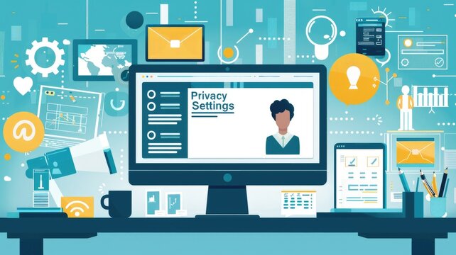 computer screen with an open "Privacy Settings" tab where a teacher or student selects the level of personal data protection,