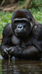 Naklejka premium Close-up portrait of a gorilla